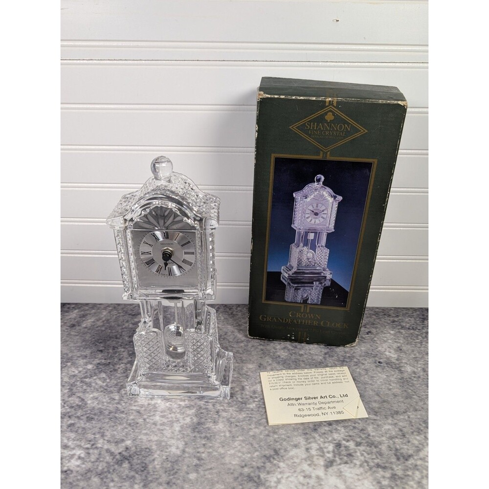 Vintage Crystal Legends Desktop Grandfather Mantel Clock Quartz Godinger 10”